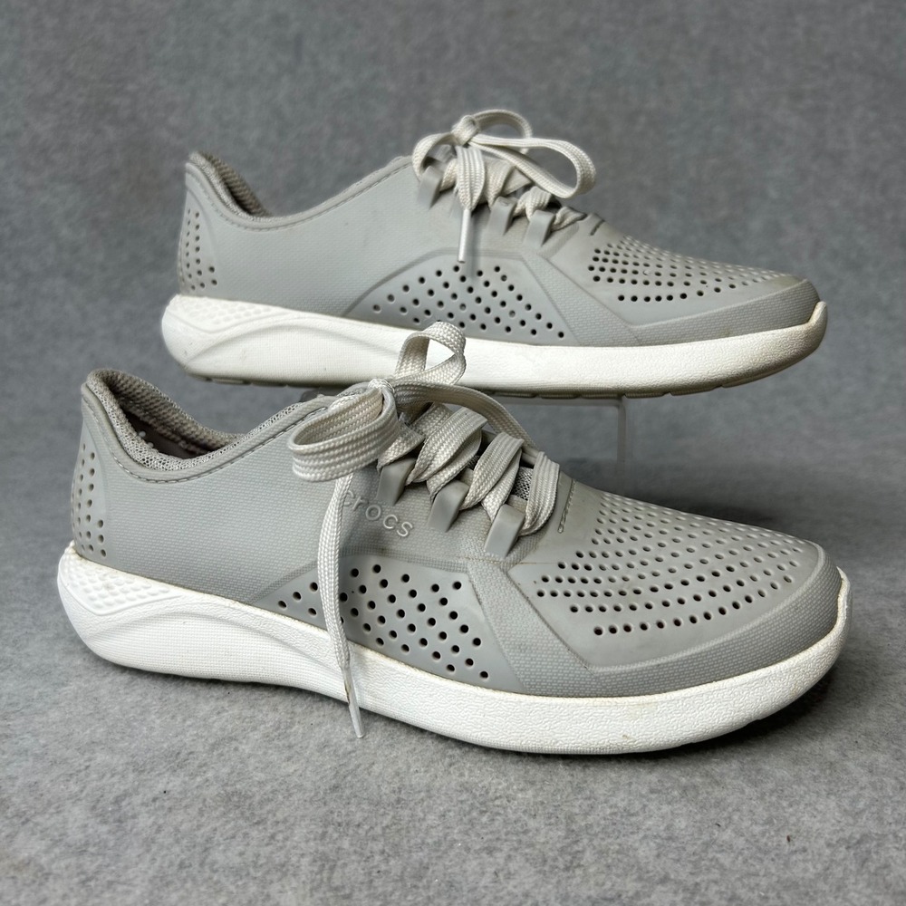 Crocs Literide Pacer Gray Lace Up Sneakers Women Size W7‎ Athletic Shoes Summer